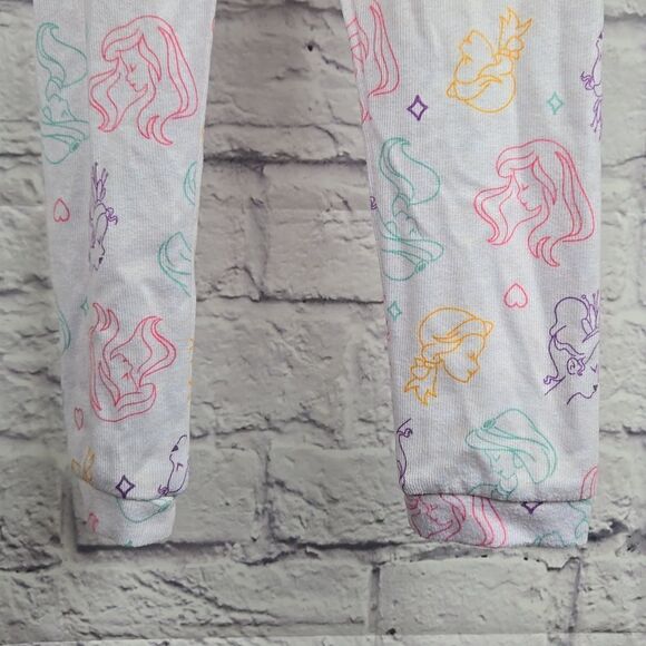 Disney Princess Soft Knit Girls Pajama 2pc Sleep Set Ariel Belle Tiana Jasmine - Picture 8 of 8